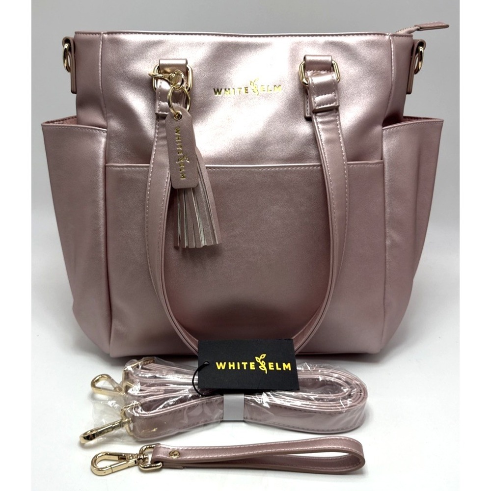 White Elm Carina Tote Crossbody Bag Dusty Rose Tassel